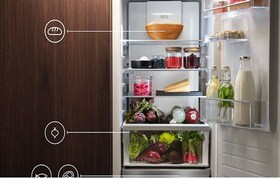 Opened fridge in kitchen