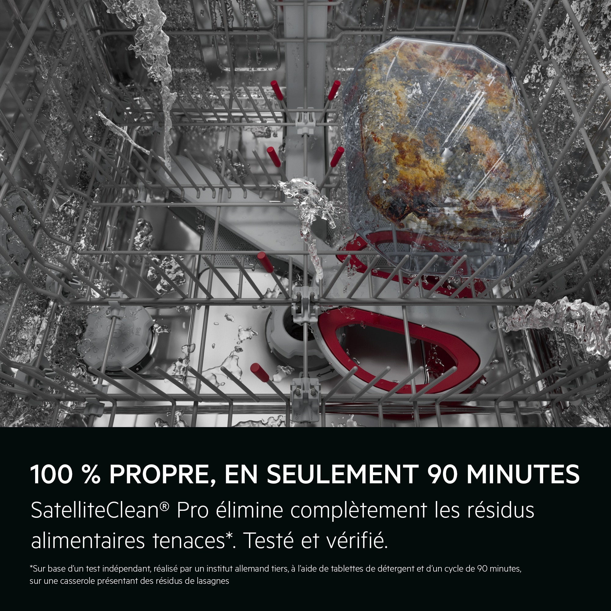 
            100% SCHOON IN SLECHTS 90 MINUTEN
           
            SatelliteClean® Pro verwijdert hardnekkige etensresten volledig*. Getest en geverifieerd.