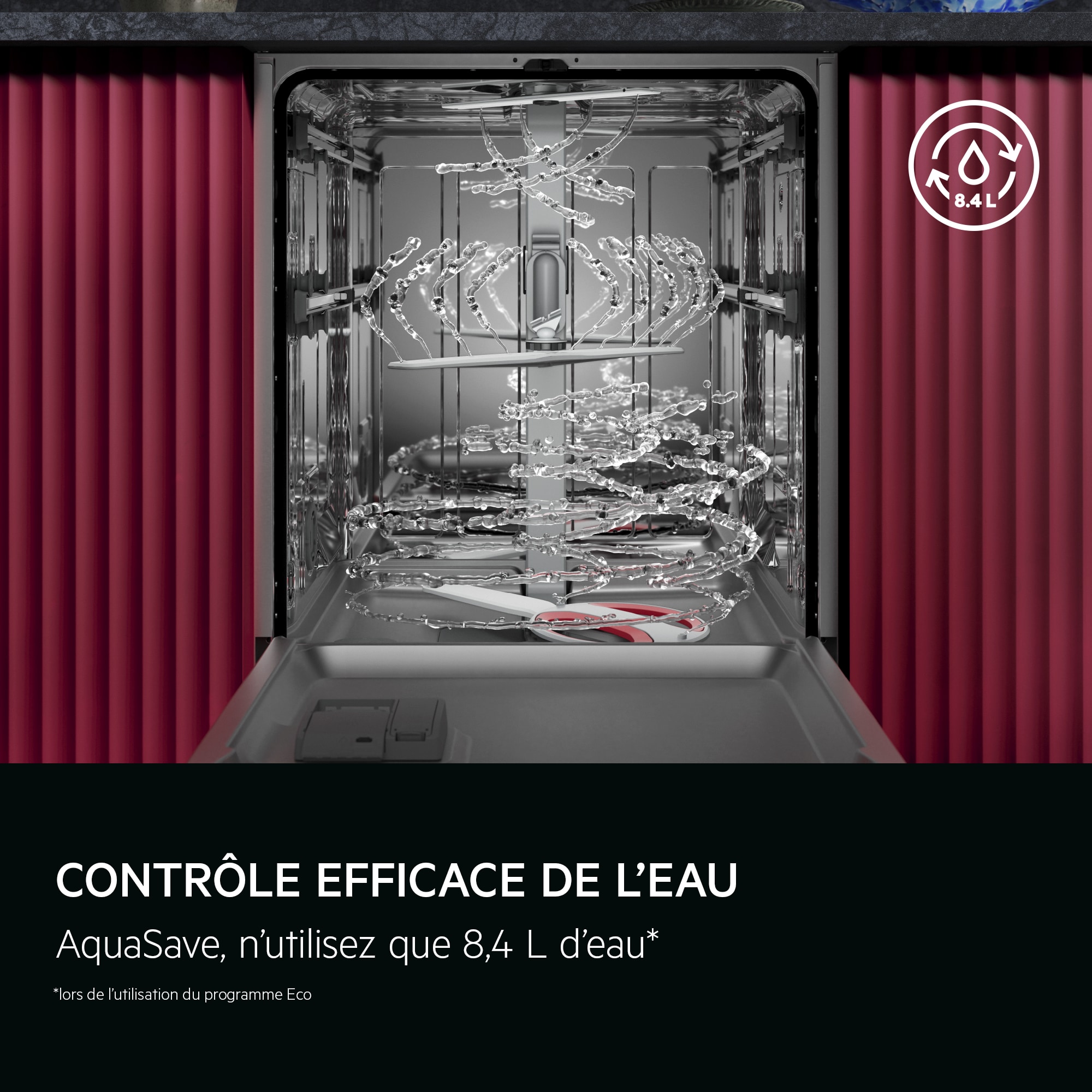 
            EFFICIËNT WATERGEBRUIK
           
            AquaSave: slechts 8,4 liter water*
          