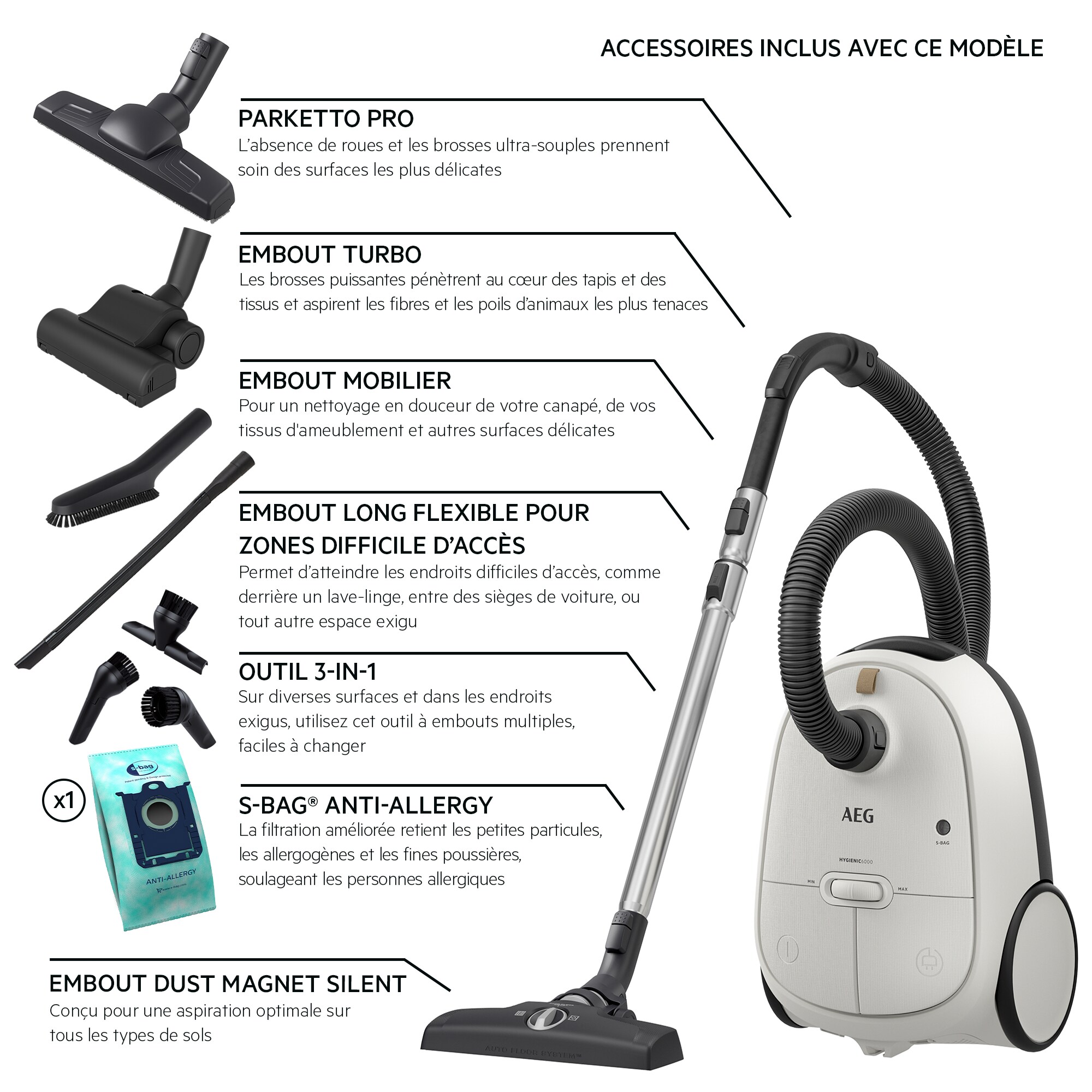 AEG - Aspirateur avec sac - AB61H6SW