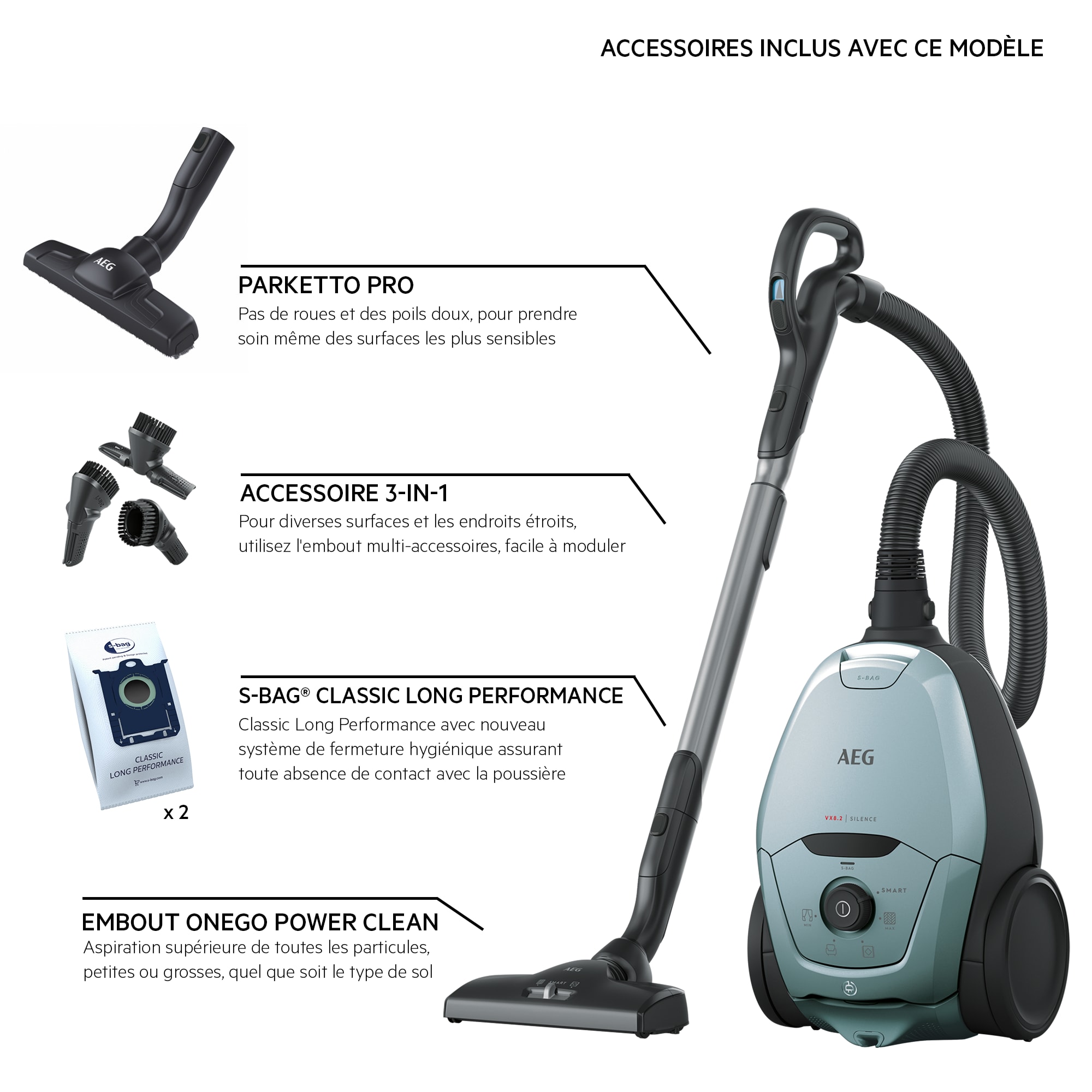 AEG - Aspirateur avec sac - VX82-1-4MB