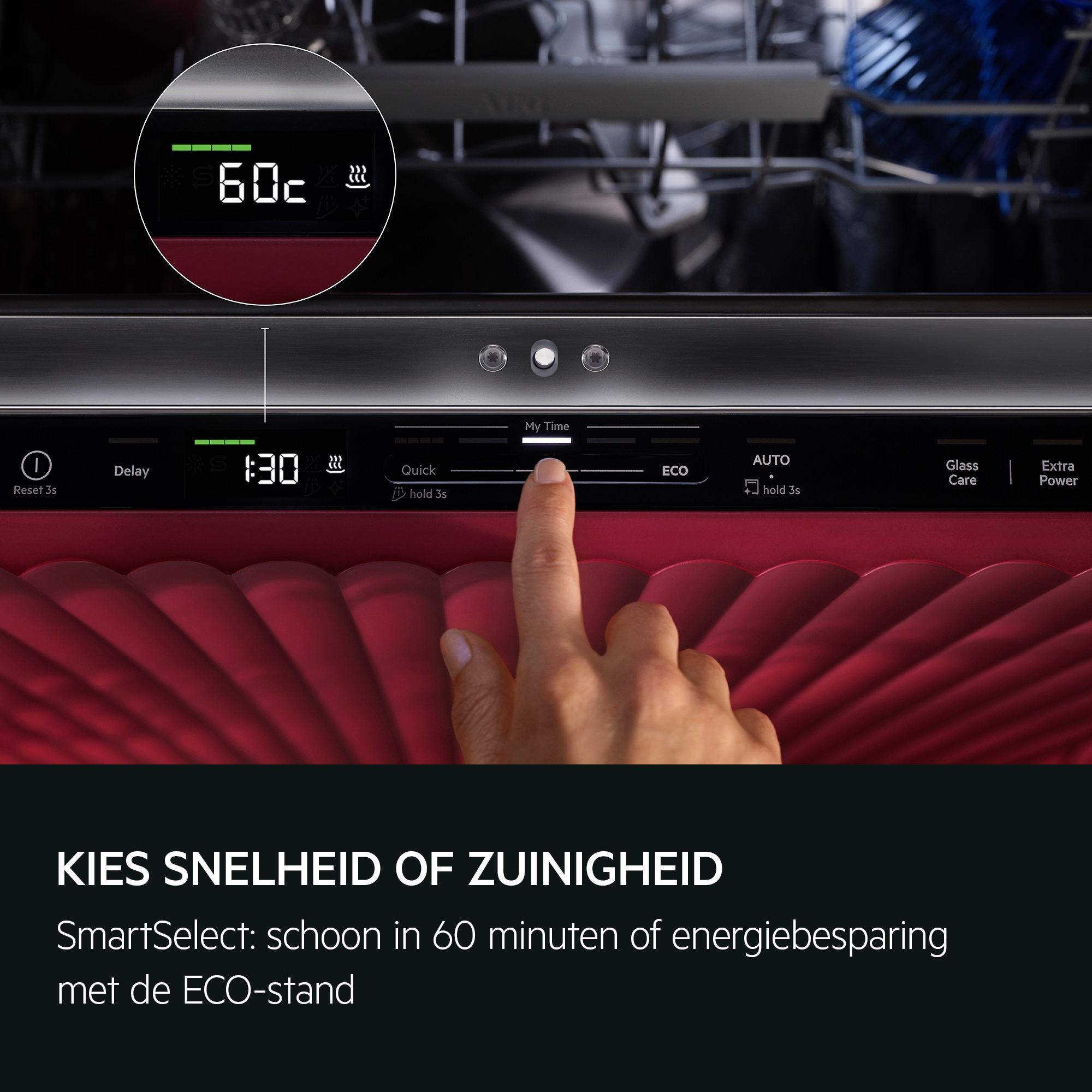 KIES SNELHEID OF ZUINIGHEID SmartSelect: schoon in 60 minuten of energiebesparing met de ECO-stand