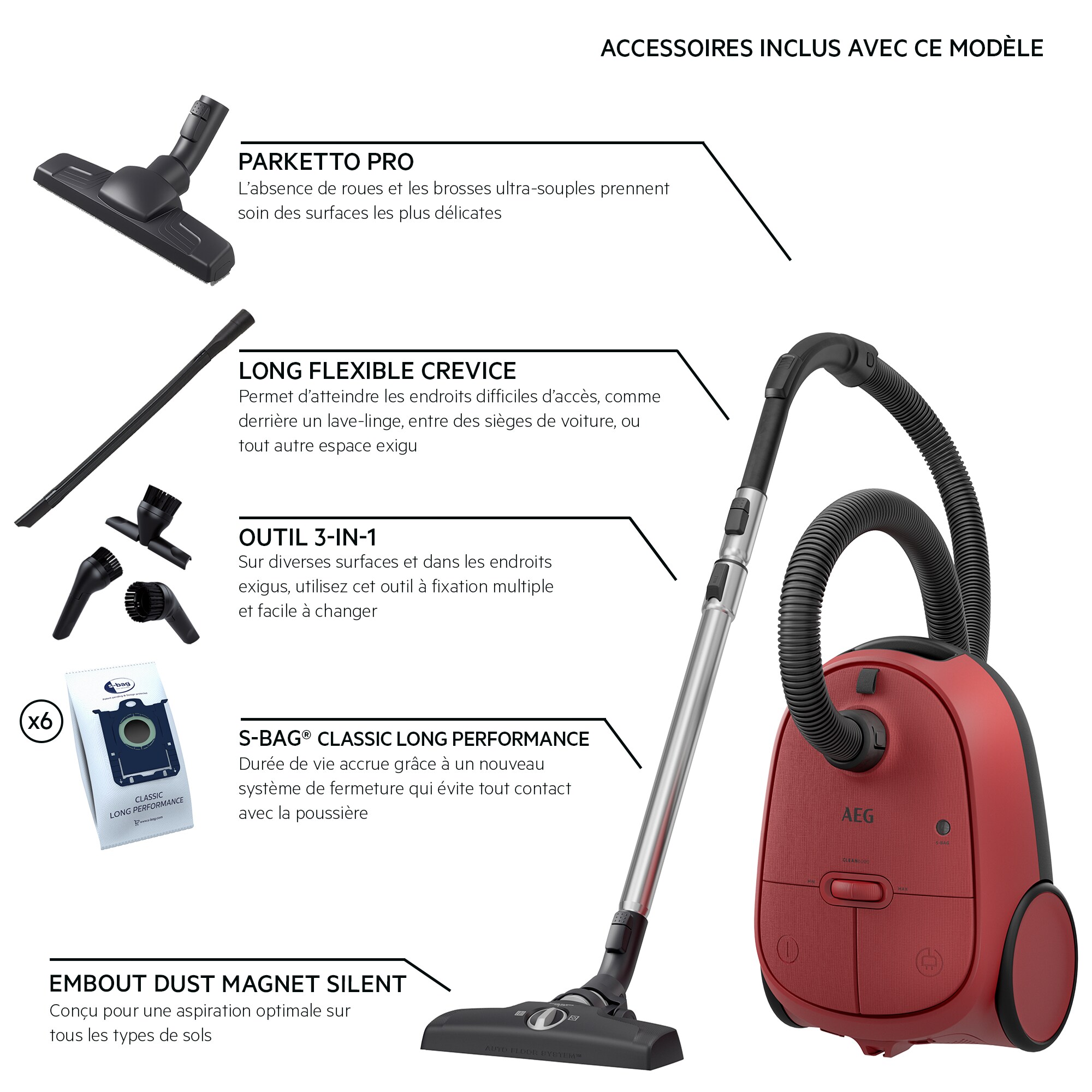 AEG - Aspirateur avec sac - AB61C3CR