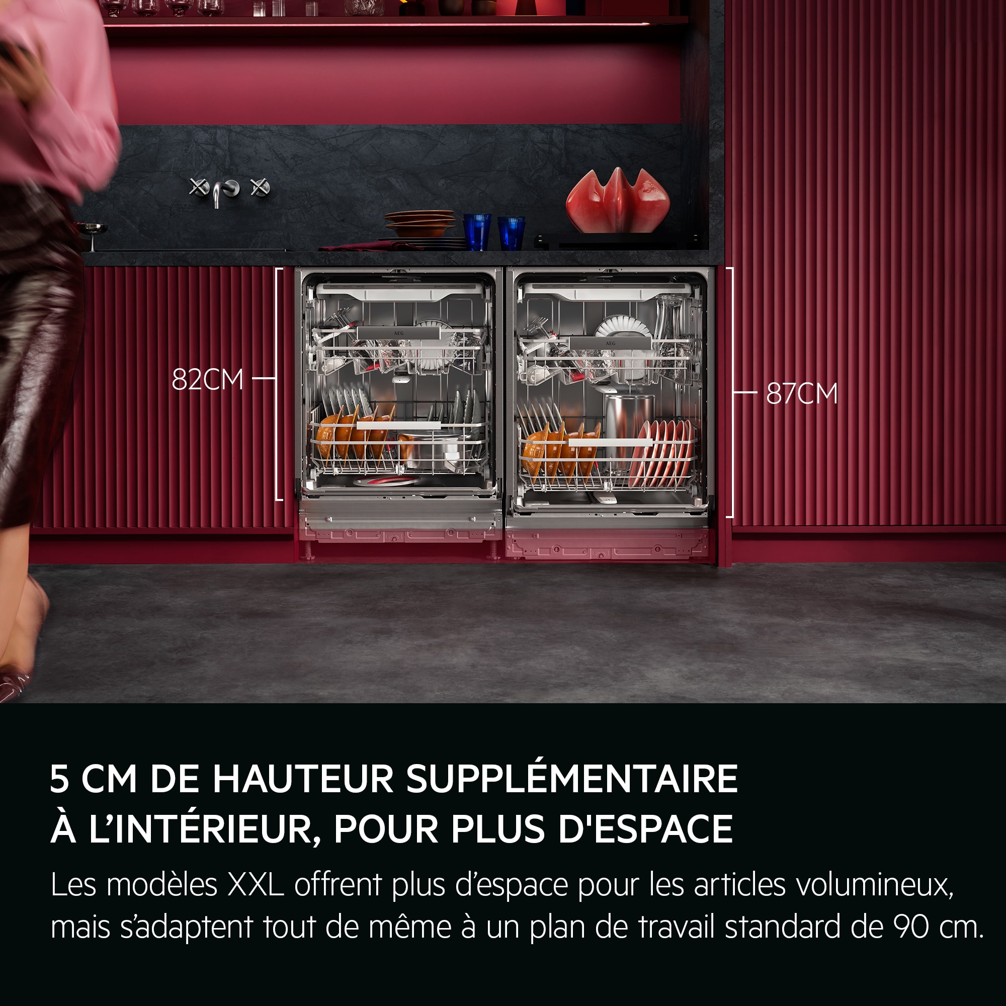 
            5 CM HOGER VOOR MEER RUIMTE
           
            XXL-modellen bieden extra plaats voor grote items, maar passen nog steeds onder een standaard aanrecht van 90 cm.
          