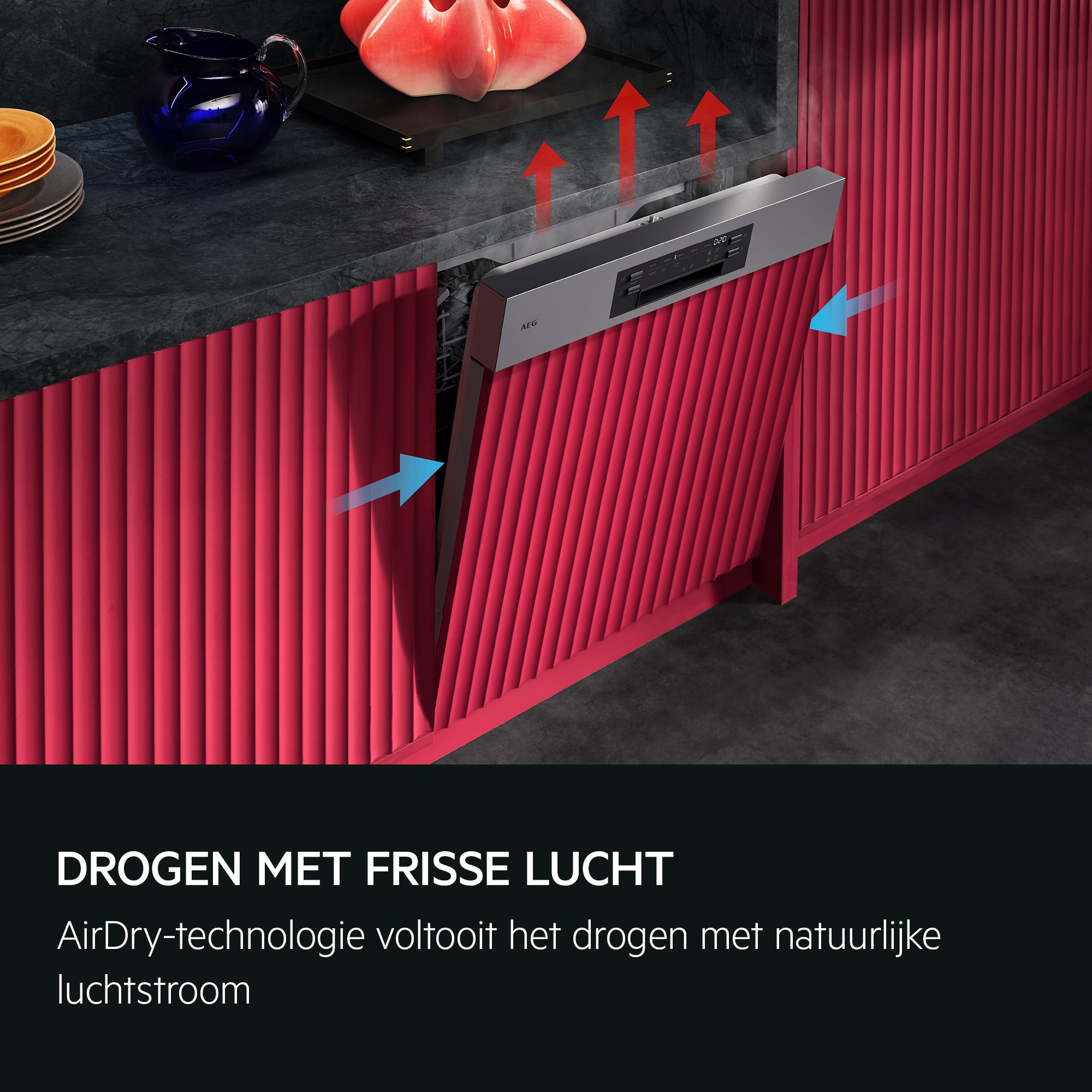 DROGEN MET FRISSE LUCHT AirDry-technologie voltooit het drogen met natuurlijke luchtstroom