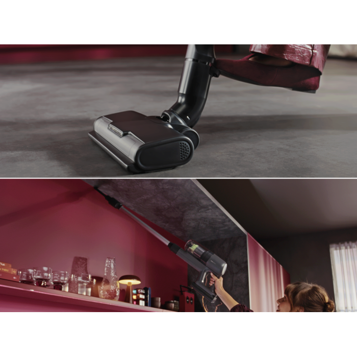 Switch nozzles in a single step with the foot release – no bending needed