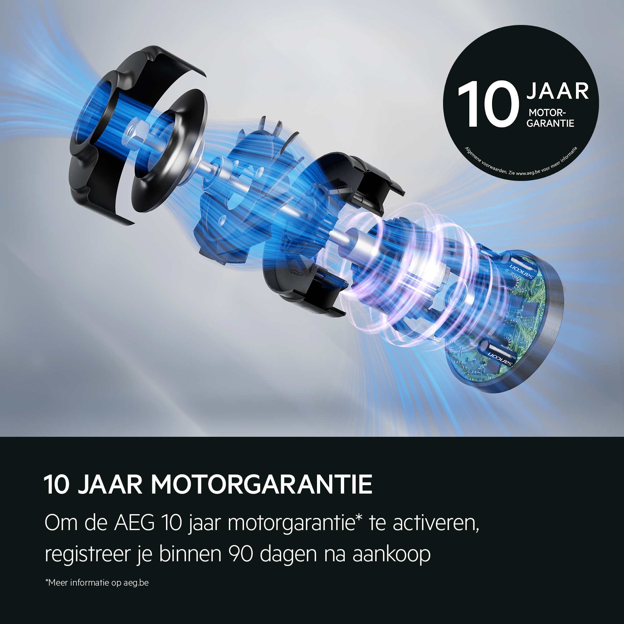 10 jaar motorgarantie 
            Om de AEG 10 jaar motorgarantie* te activeren, registreer je binnen 90 dagen na aankoop.
           
            *Meer informatie op aeg.be