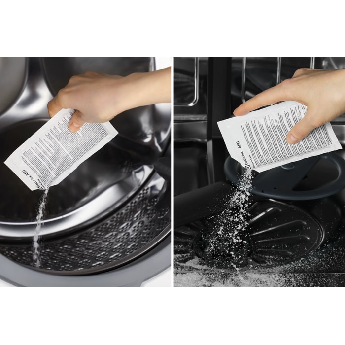 Clean&Care 3-in-1 descaler, degreaser and hygienic cleaner for monthly washing machine and dishwasher maintenance.