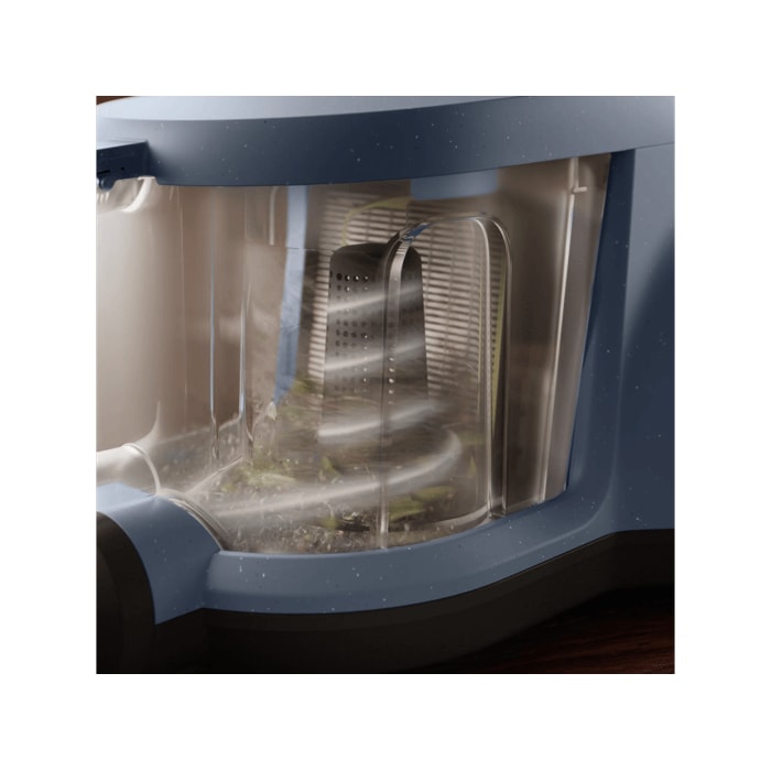 Vacuum cleaner with cyclone separator for efficient cleaning with less frequent bin emptying.*Based on internal test according to IEC 62885-2 edition 2.0.5.1.5, 10 & 5.12