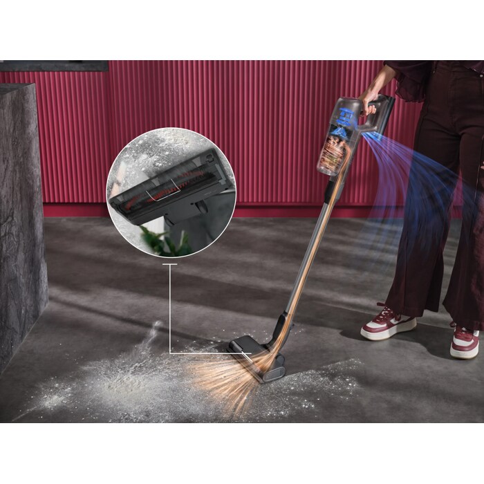 Power in every stroke. Up to 99%* dust pick-up on all surfaces