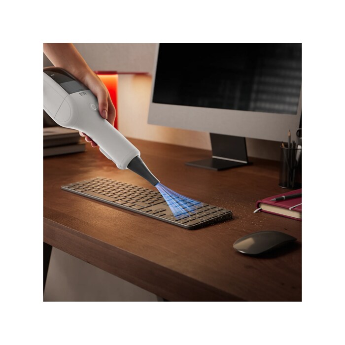 Blow away dust from tight spaces, or inflate balloons with ease.