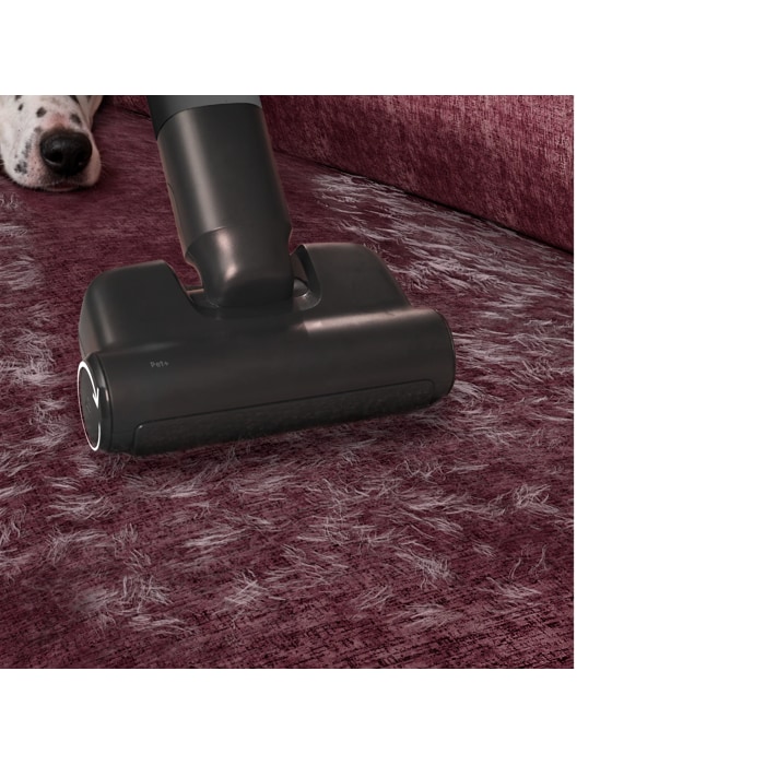 Pet+ nozzle easily removes fur from fabric and furnishings.