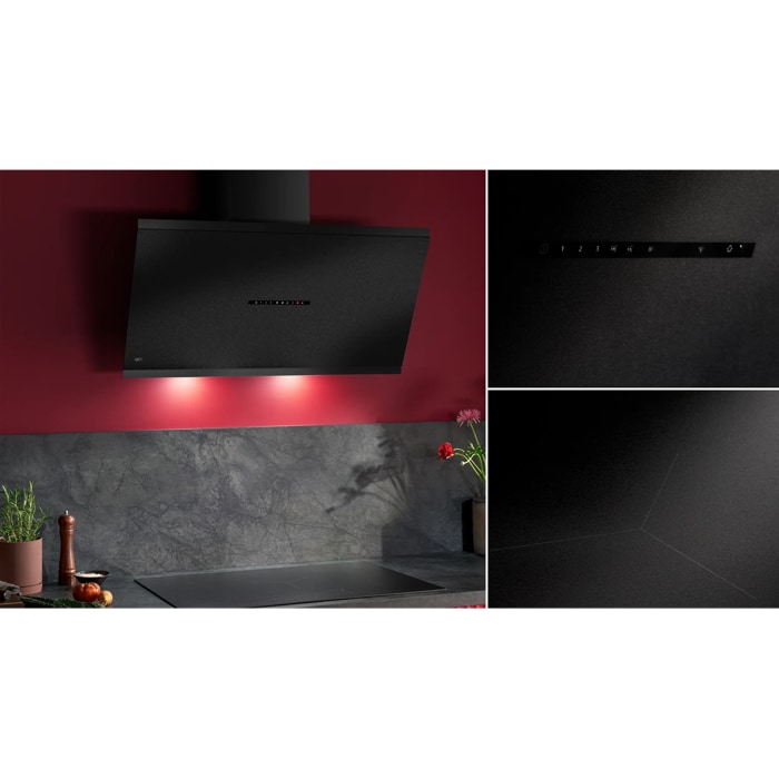 Matt black glass with textural look pairs with SaphirMatt® hobs.
