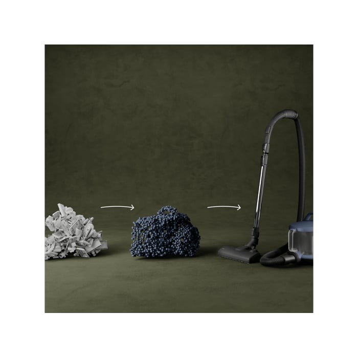 Vacuum cleaner and main nozzle made with up to 50% recycled plastic for a more sustainable choice.