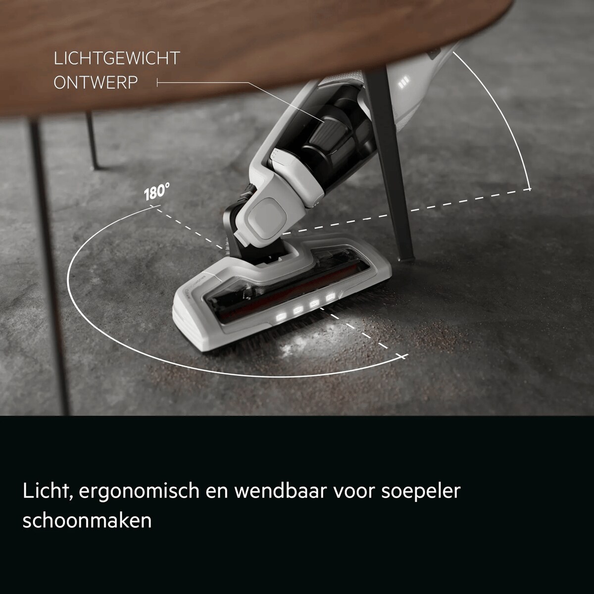 Licht, ergonomisch en wendbaar voor soepeler schoonmaken     Lichtgewicht ontwerp 180°