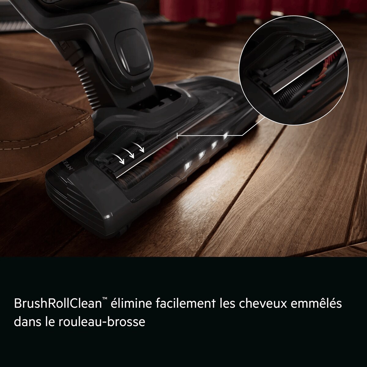 BrushRollClean™ verwijdert vastzittende haren moeiteloos uit de borstelrol