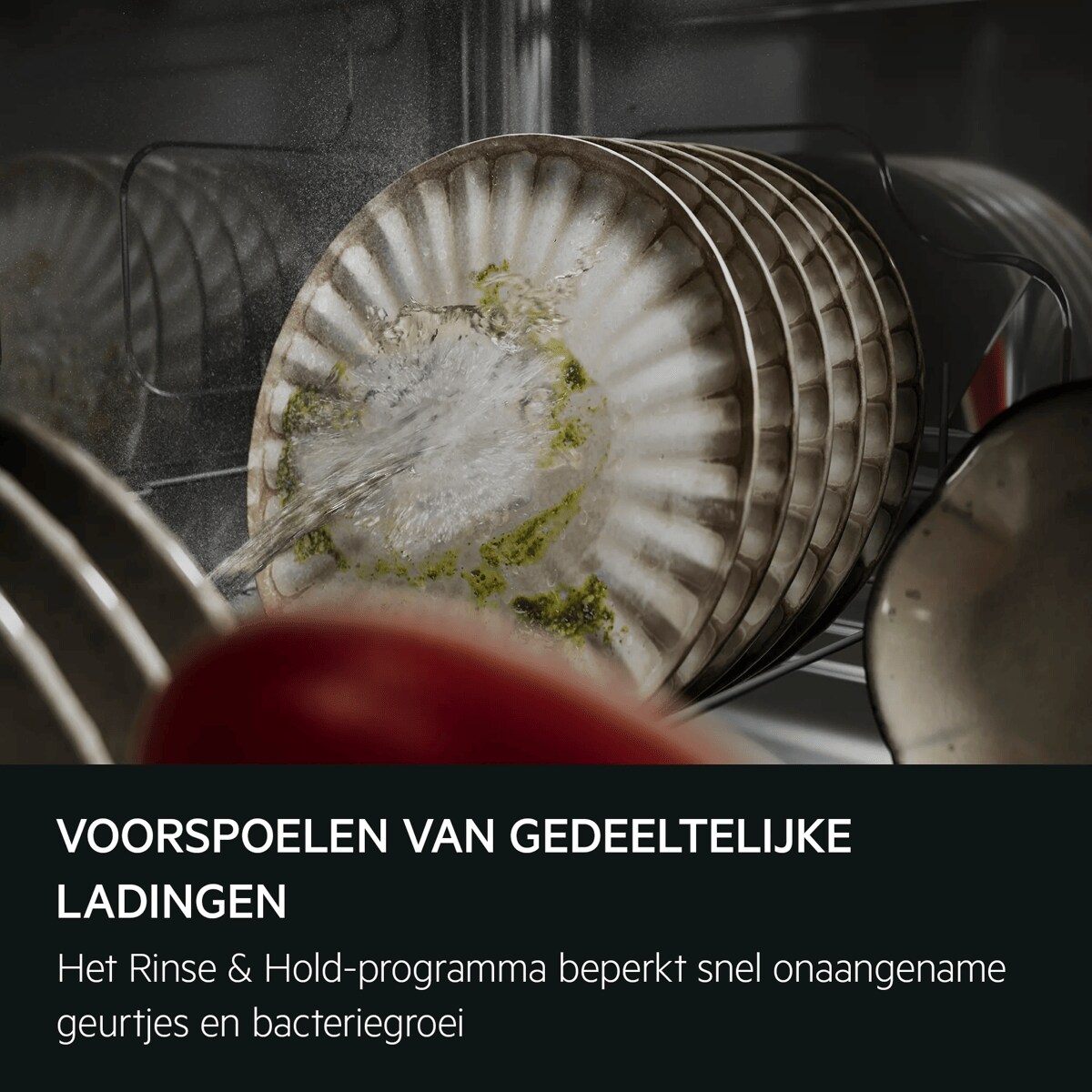 VOORSPOELEN VAN GEDEELTELIJKE LADINGEN Het Rinse & Hold-programma beperkt snel onaangename geurtjes en bacteriegroei