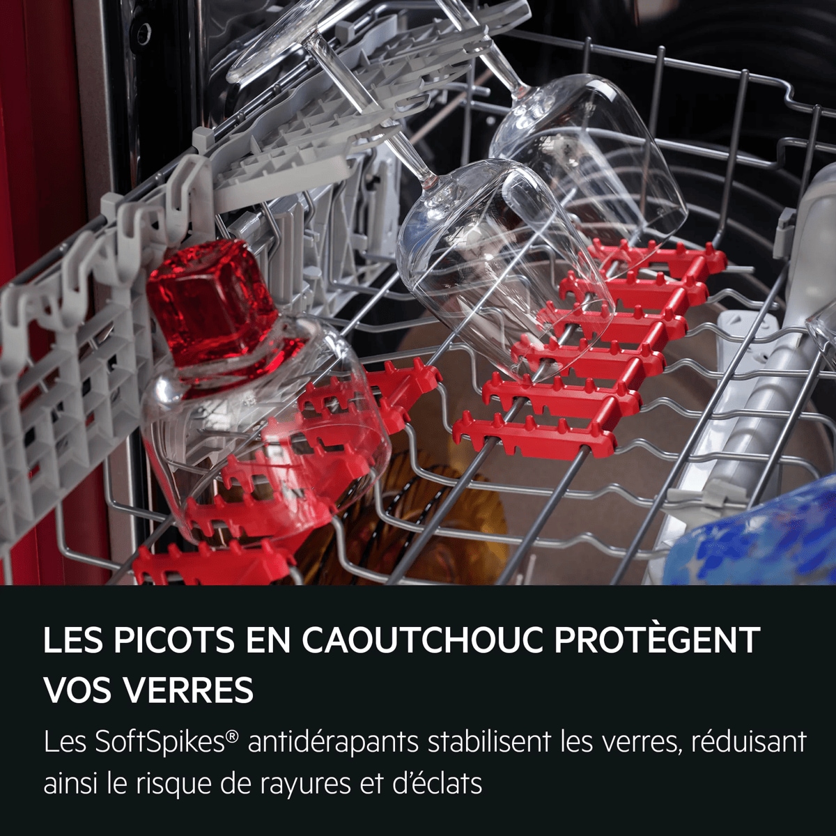 LES PICOTS EN CAOUTCHOUC PROTÈGENT VOS VERRES Les SoftSpikes® antidérapants stabilisent les verres, réduisant ainsi le risque de rayures et d'éclats