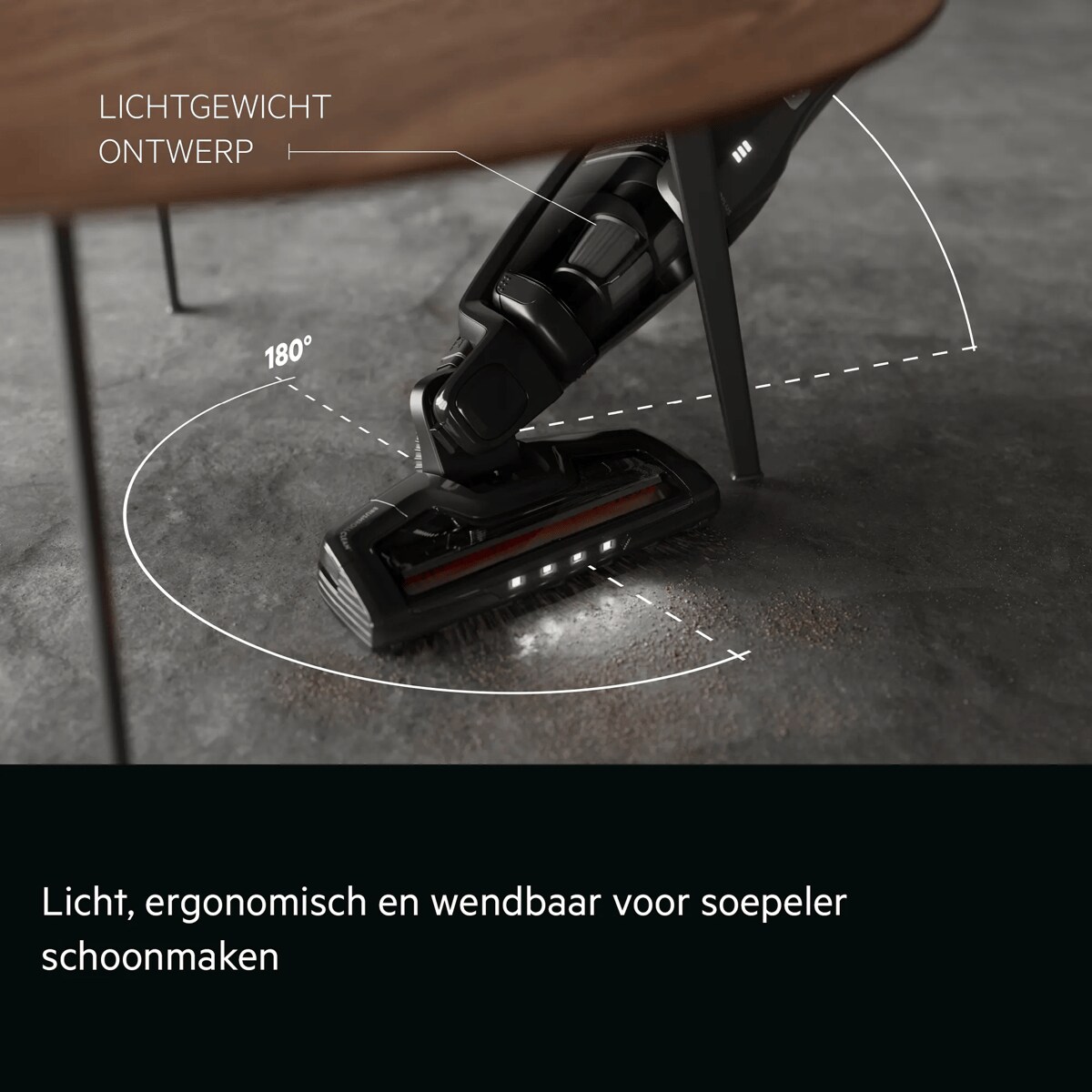 Licht, ergonomisch en wendbaar voor soepeler schoonmaken     Lichtgewicht ontwerp 180°