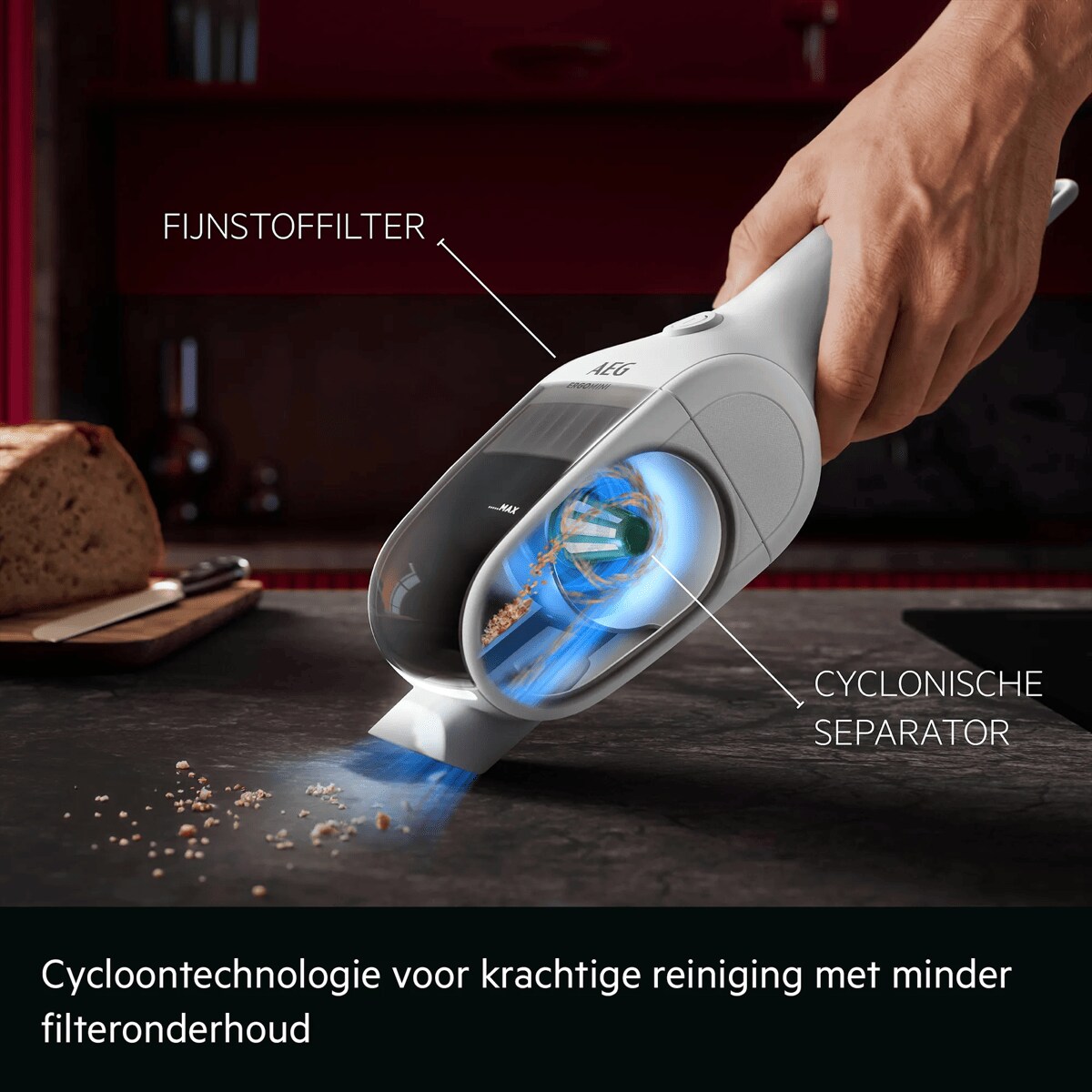 Cycloontechnologie voor krachtige reiniging met minder filteronderhoud     FIJNSTOFFILTER CYCLONISCHE SEPARATOR