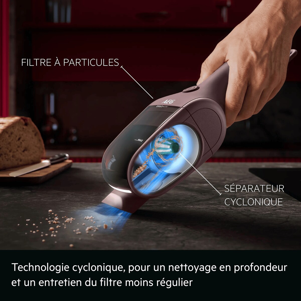 Technologie cyclonique, pour un nettoyage en profondeur et un entretien du filtre moins régulier     FILTRE À PARTICULES SÉPARATEUR CYCLONIQUE