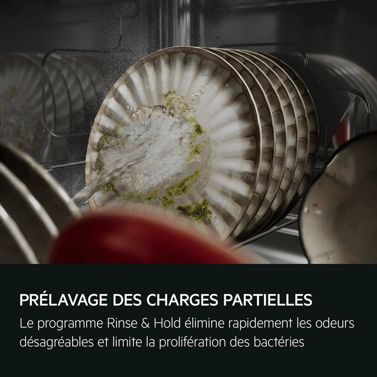PRÉLAVAGE DES CHARGES PARTIELLES Le programme Rinse & Hold élimine rapidement les odeurs désagréables et limite la prolifération des bactéries