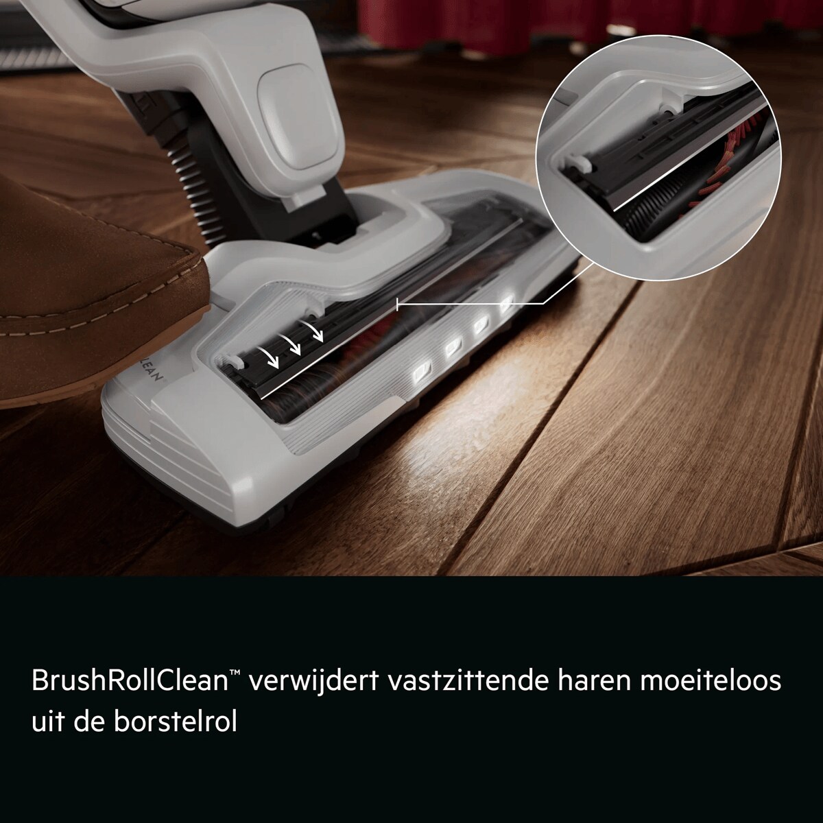 BrushRollClean™ verwijdert vastzittende haren moeiteloos uit de borstelrol