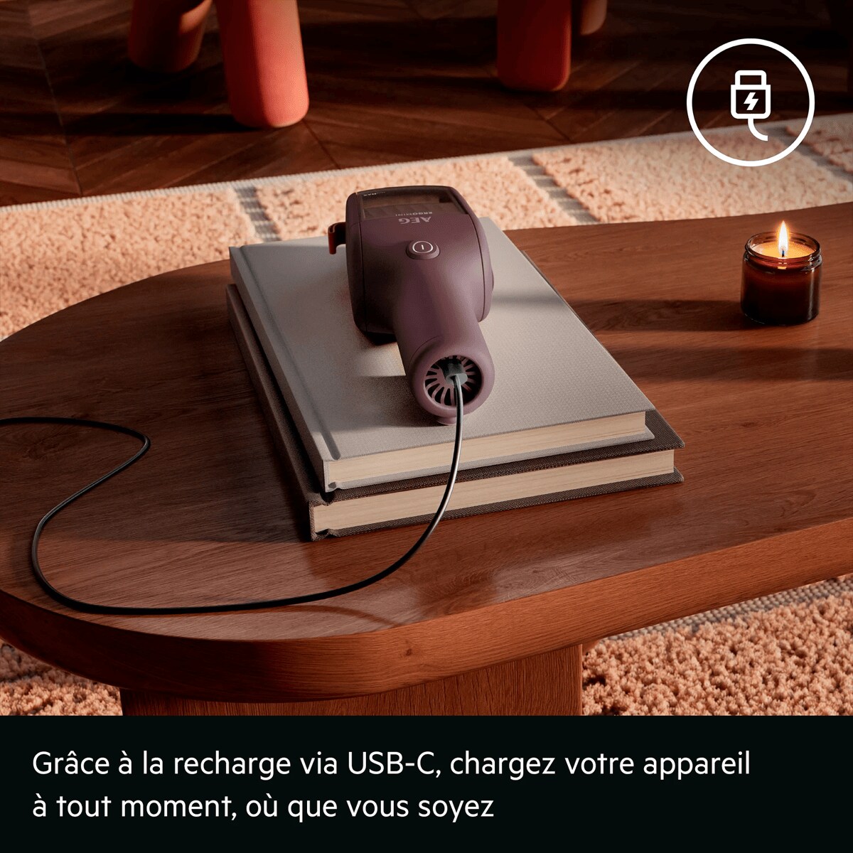 Grâce à la recharge via USB-C, chargez votre appareil à tout moment, où que vous soyez