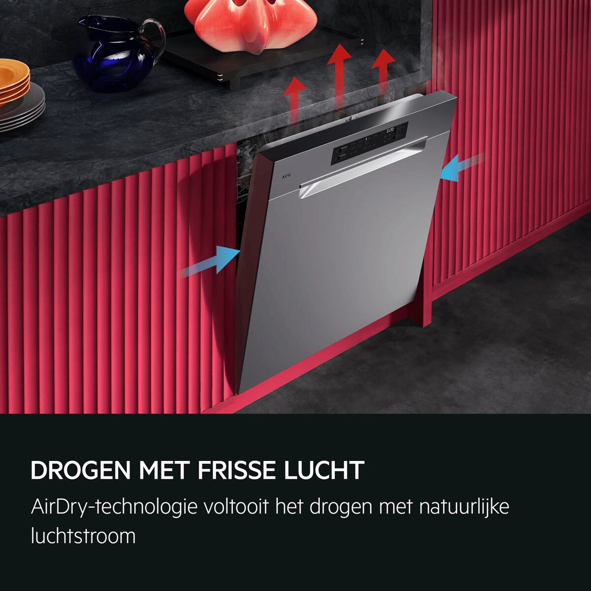 DROGEN MET FRISSE LUCHT AirDry-technologie voltooit het drogen met natuurlijke luchtstroom