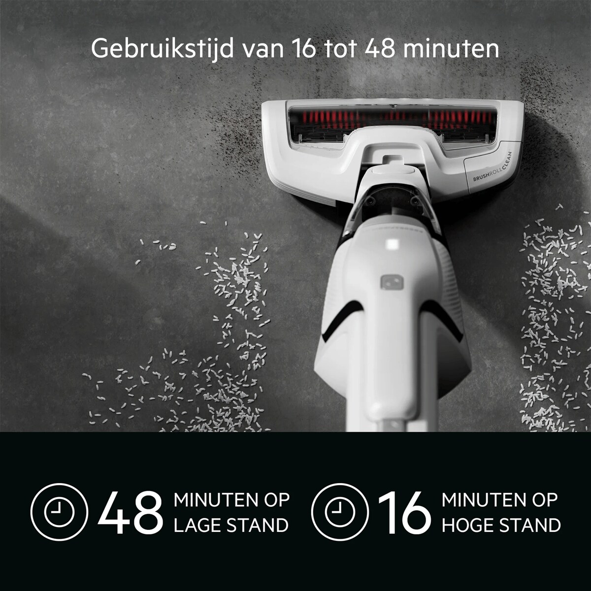 48 minuten op lage stand 16 minuten op hoge stand Gebruikstijd van 16 tot 48 minuten