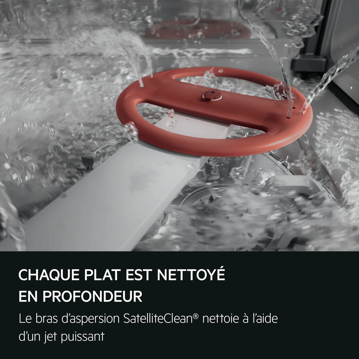 CHAQUE PLAT EST NETTOYÉ EN PROFONDEUR Le bras d'aspersion SatelliteClean® nettoie à l'aide d'un jet puissant