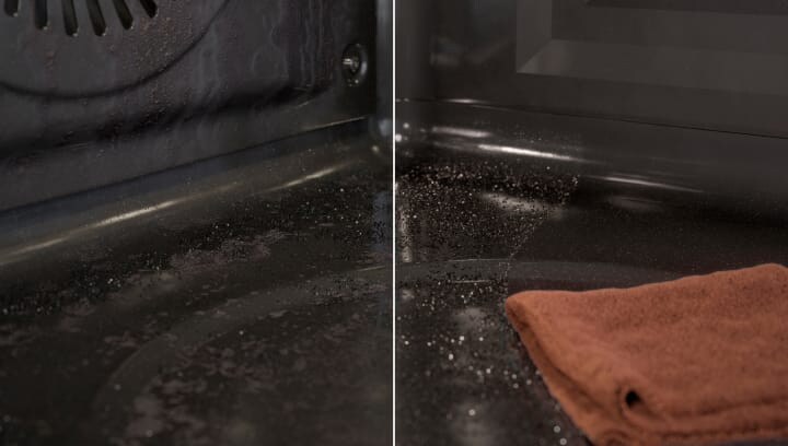 Een vervuilde oven wordt gereinigd met pyrolytische reiniging.