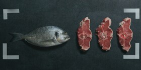 Verschillende soorten vis en vlees