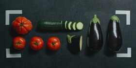 Een selectie van groenten zoals aubergine