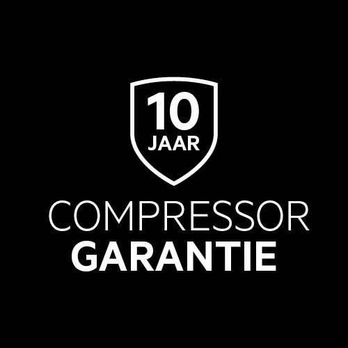 10 jaar garantie op de inverter-compressormotor.